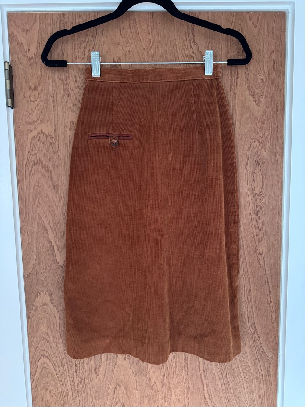Corduroy A-Line Vintage Skirt in Rust Brown